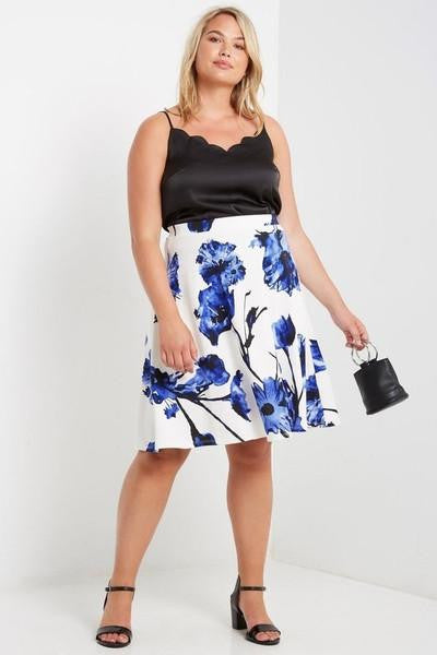 Victoria Splash Midi Skirt-Bottoms-MT-Daring Diva Australia, plus size fashion, plus size clothing, plus size clothing online, plus size womens clothing, daring diva, daring diva australia, plus size womens clothing online, plus size womens fashion, plus size womens fashion online, plus size skirt, plus size summer skirt, plus size tiered skirt, plus size midi skirt, plus size skater skirt, plus size floral skirt, plus size office skirt, plus size formal skirt, plus size casual skirt, plus size blue skirt