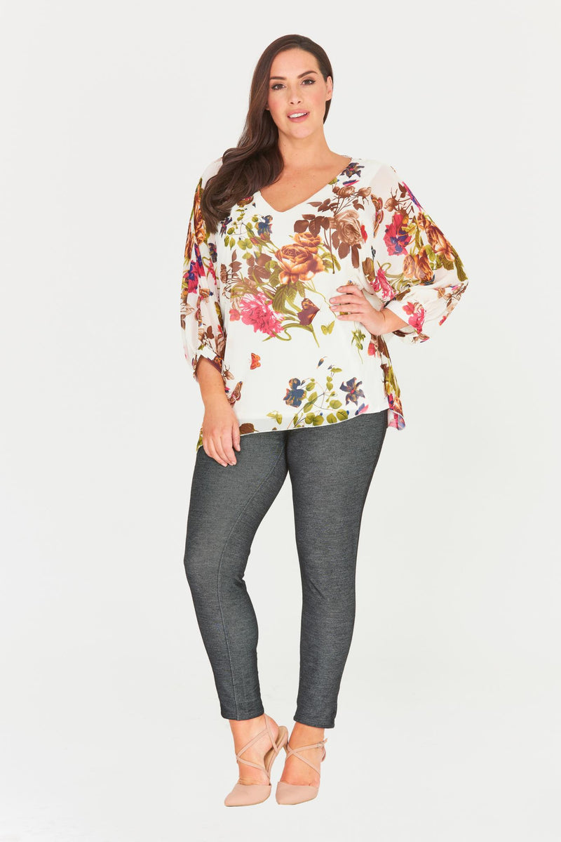 Taliyah Floral Chiffon Top-Tops-Daring Diva Australia-Daring Diva Australia