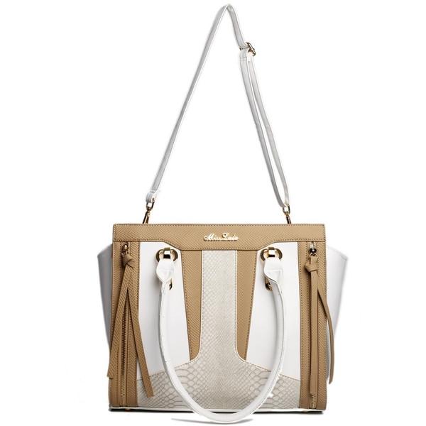 CONTRAST SNAKESKIN HANDBAG WHITE/BROWN-SOLD-SOLD-Daring Diva Australia