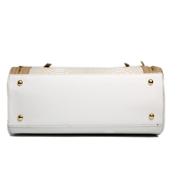 CONTRAST SNAKESKIN HANDBAG WHITE/BROWN-SOLD-SOLD-Daring Diva Australia