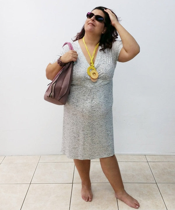 Z-Marl Shirred Crossover Jersey Dress Grey-SOLD-SOLD-Daring Diva Australia