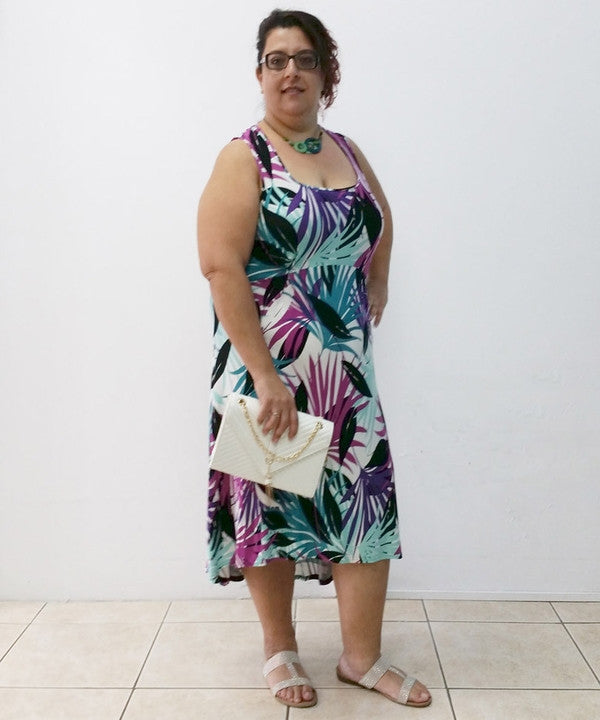Z-Sleeveless Palm Print Jersey Dress-SOLD-SOLD-Daring Diva Australia