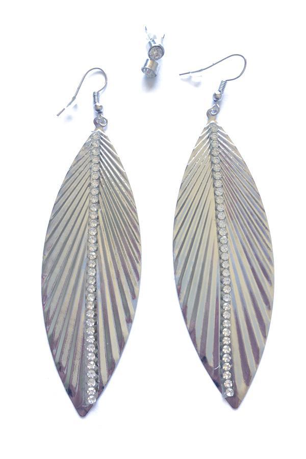 Diamante Leaf Earrings-Jewellery-Jewellery-Gold-Daring Diva Australia, jewellery, jewelry, rings, earrings, necklaces, bracelet, bangles, choker, fashion jewellery, accessories, gold jewelry, silver jewellery, cheap jewellery, jewellery stores, imitation jewellery, fashion earrings, fashion rings, fashion necklace, costume jewellery