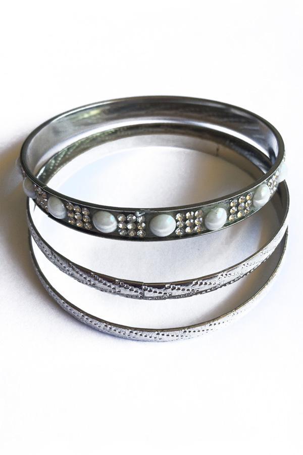 Rows of Pearl Bangle Silver-Jewellery-Jewellery-Daring Diva Australia, jewellery, jewelry, rings, earrings, necklaces, bracelet, bangles, choker, fashion jewellery, accessories, gold jewelry, silver jewellery, cheap jewellery, jewellery stores, imitation jewellery, fashion earrings, fashion rings, fashion necklace, costume jewellery