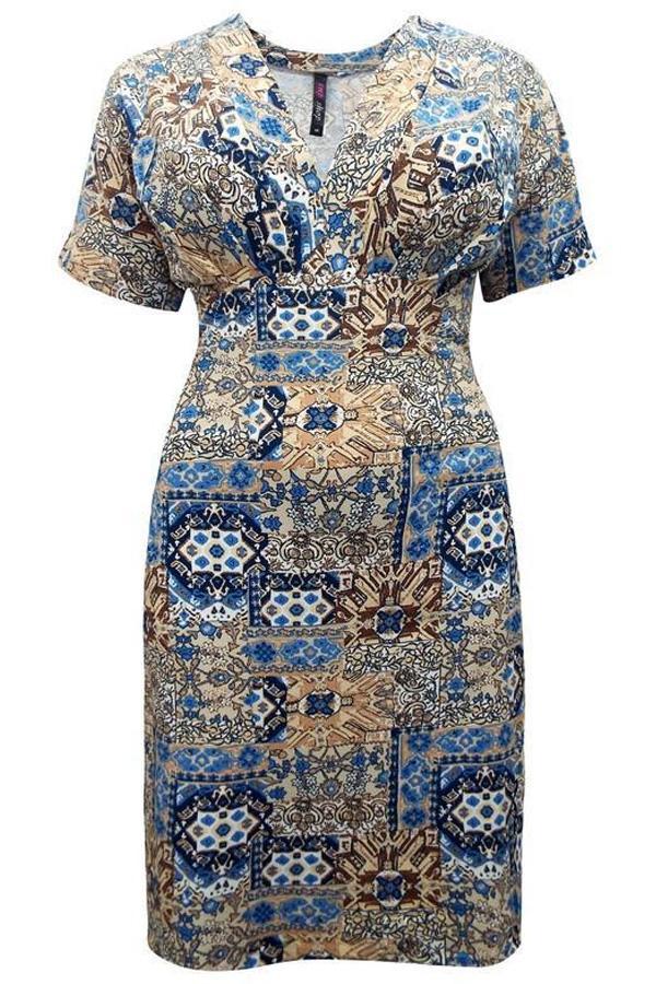 V-Neck Tile Print Jersey Dress-SOLD-SOLD-Daring Diva Australia